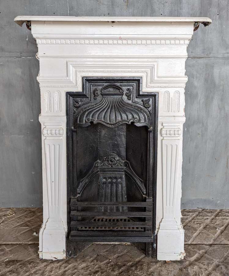 FC0158 A RECLAIMED VICTORIAN PAINTED CAST IRON COMBINATION FIRE