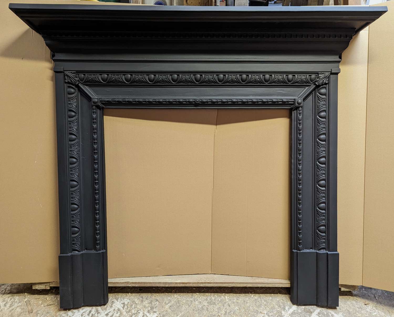FS0223 A VERY LARGE RECLAIMED VICTORIAN CAST IRON FIRE SURROUND