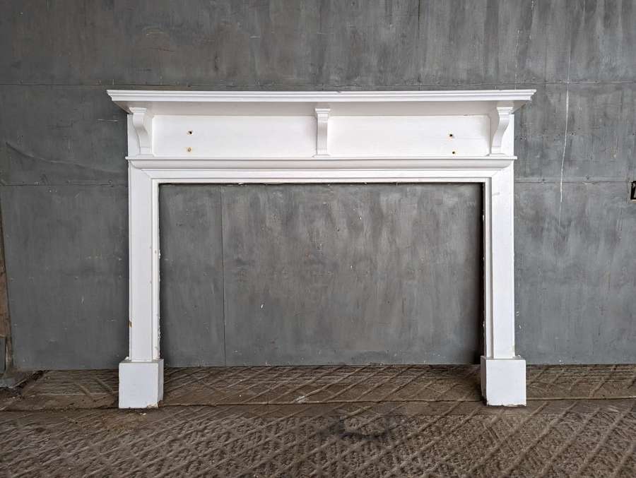 FS0225 A LARGE RECLAIMED ANTIQUE PAINTED PINE FIRE SURROUND