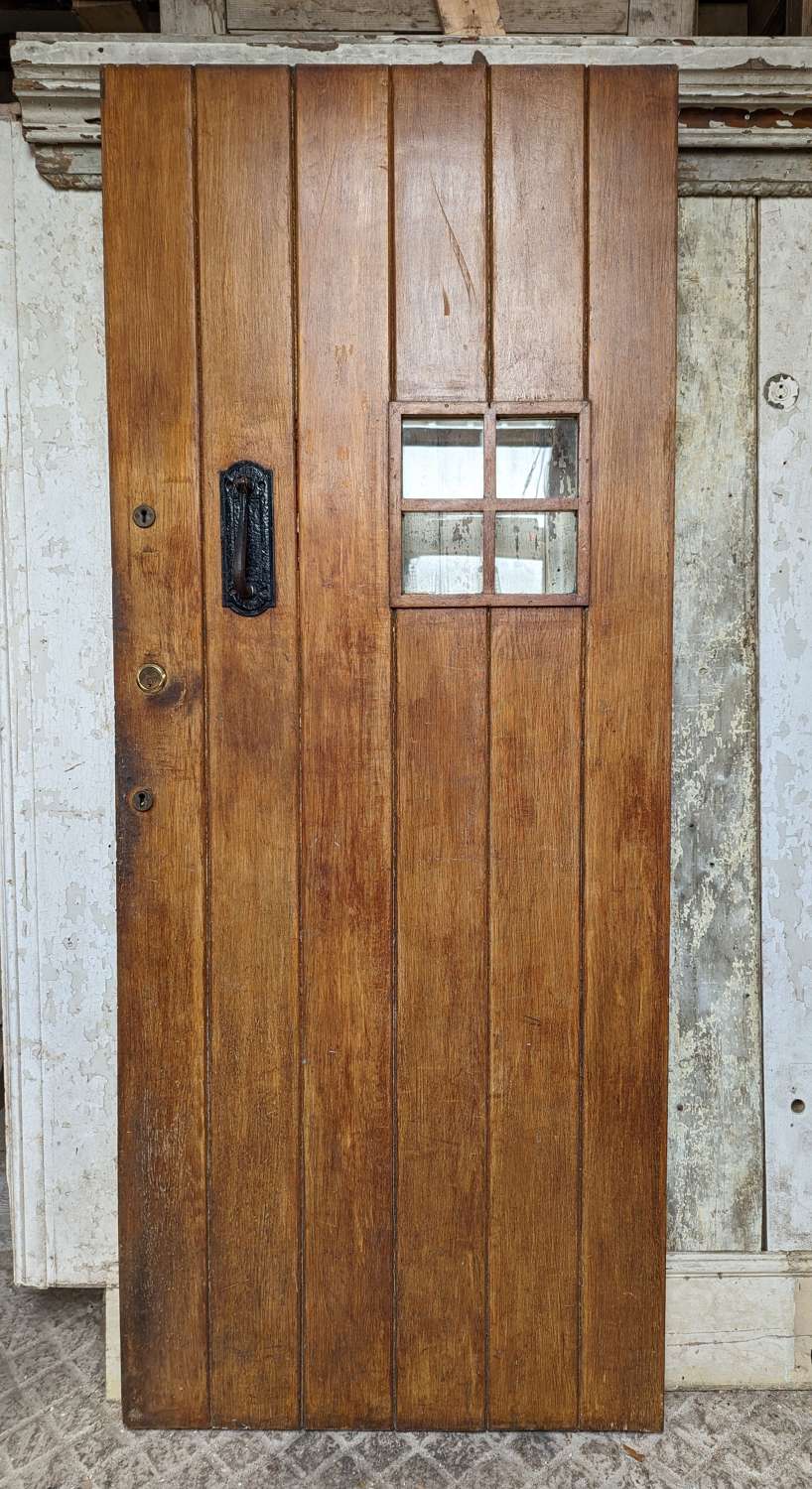 DE0958 RECLAIMED GLAZED OAK FRONT DOOR - COULD BE RESIZED SLIGHTLY