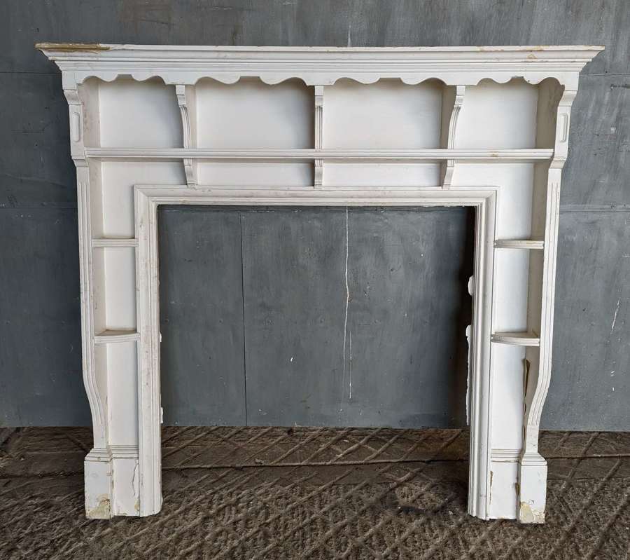 FS0230 A RECLAIMED ANTIQUE PAINTED PINE EDWARDIAN FIRE SURROUND C.1910