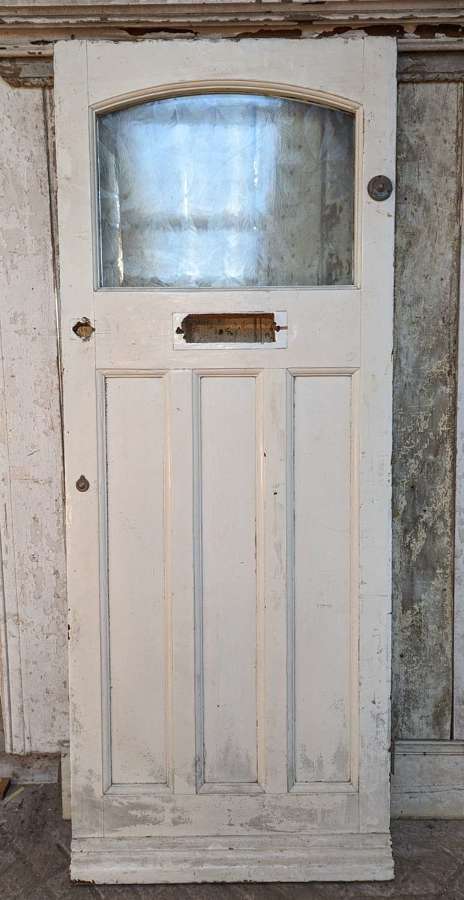 DE0973 AN EDWARDIAN PINE FRONT DOOR FOR GLAZING