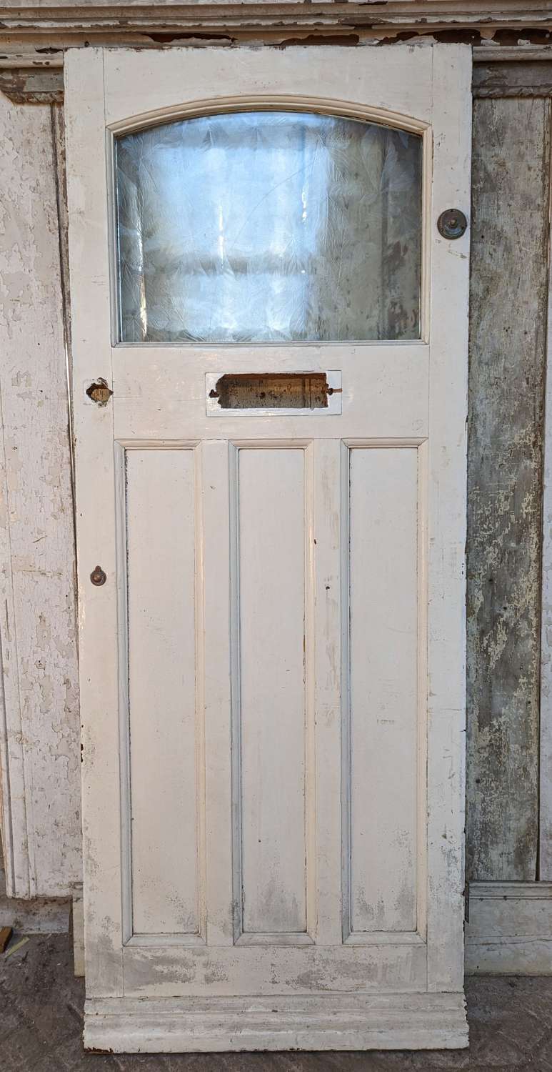 DE0973 AN EDWARDIAN PINE FRONT DOOR FOR GLAZING