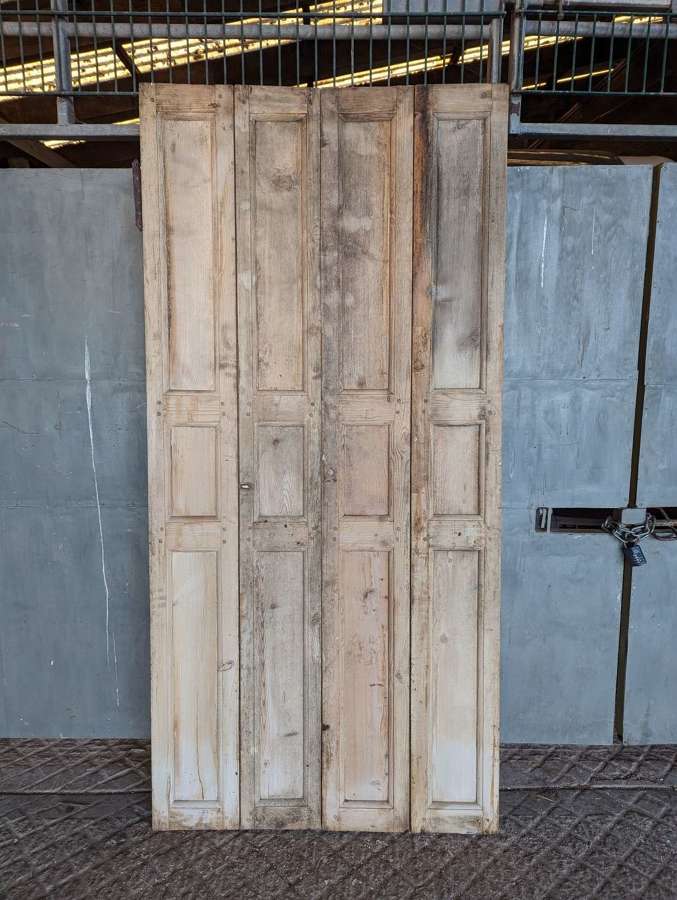 CS0114 A PAIR OF TALL RECLAIMED STRIPPED PINE SHUTTERS (4 LEAVES)