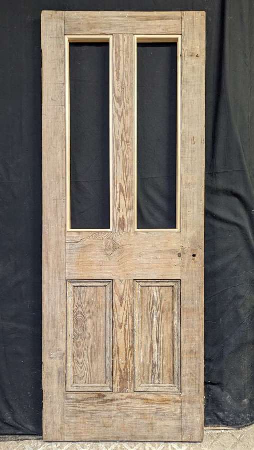DI0837 RECLAIMED 4 PANEL STRIPPED PINE INTERNAL DOOR FOR GLAZING QQ