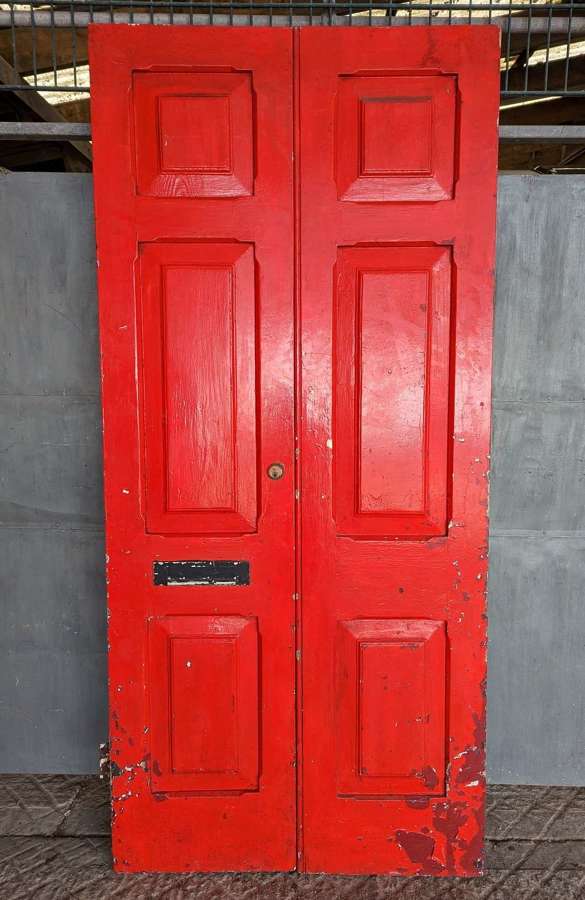 DP0445 A PAIR OF RECLAIMED EXTERNAL PINE STORM DOORS