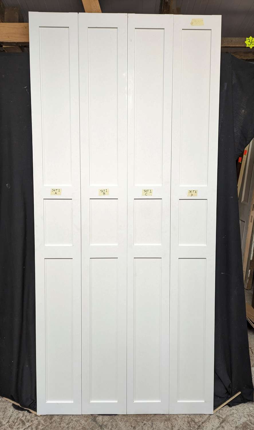CS0125 A SET OF FOUR UNUSED PAINTED SHUTTERS FOR PROJECT