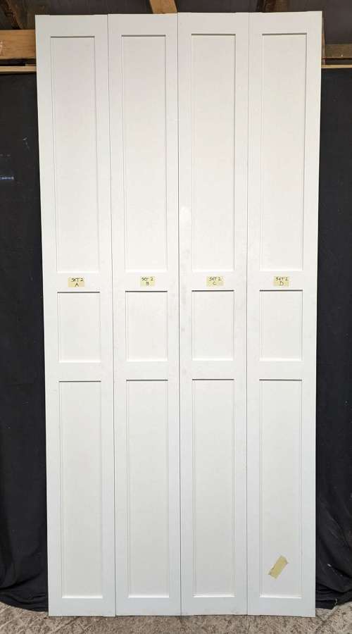 CS0126 A SET OF FOUR UNUSED PAINTED PINE SHUTTERS FOR PROJECT