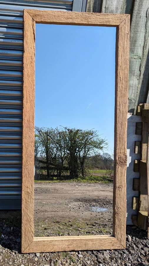 M1857 A LARGE MIRROR WITH ATTRACTIVE RUSTIC RECLAIMED OAK FRAME