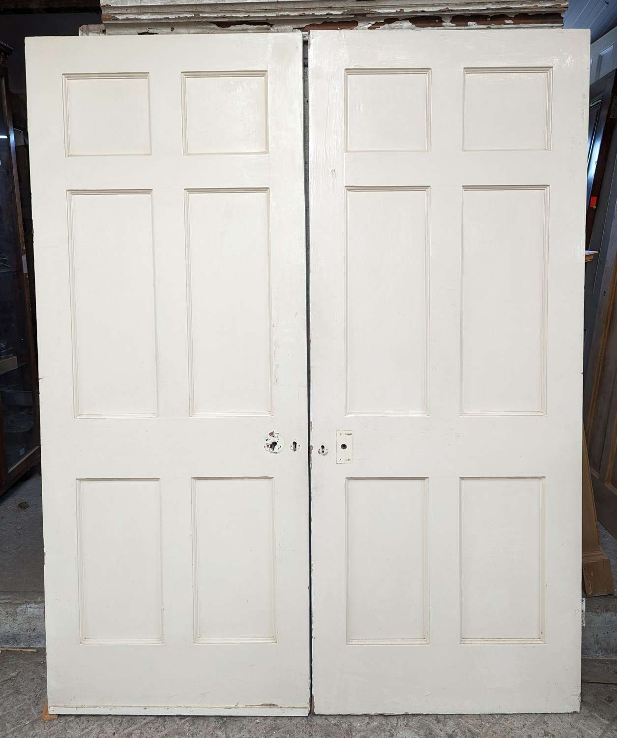 DP0447 PAIR OF RECLAIMED PINE SIX PANEL INTERNAL DOORS