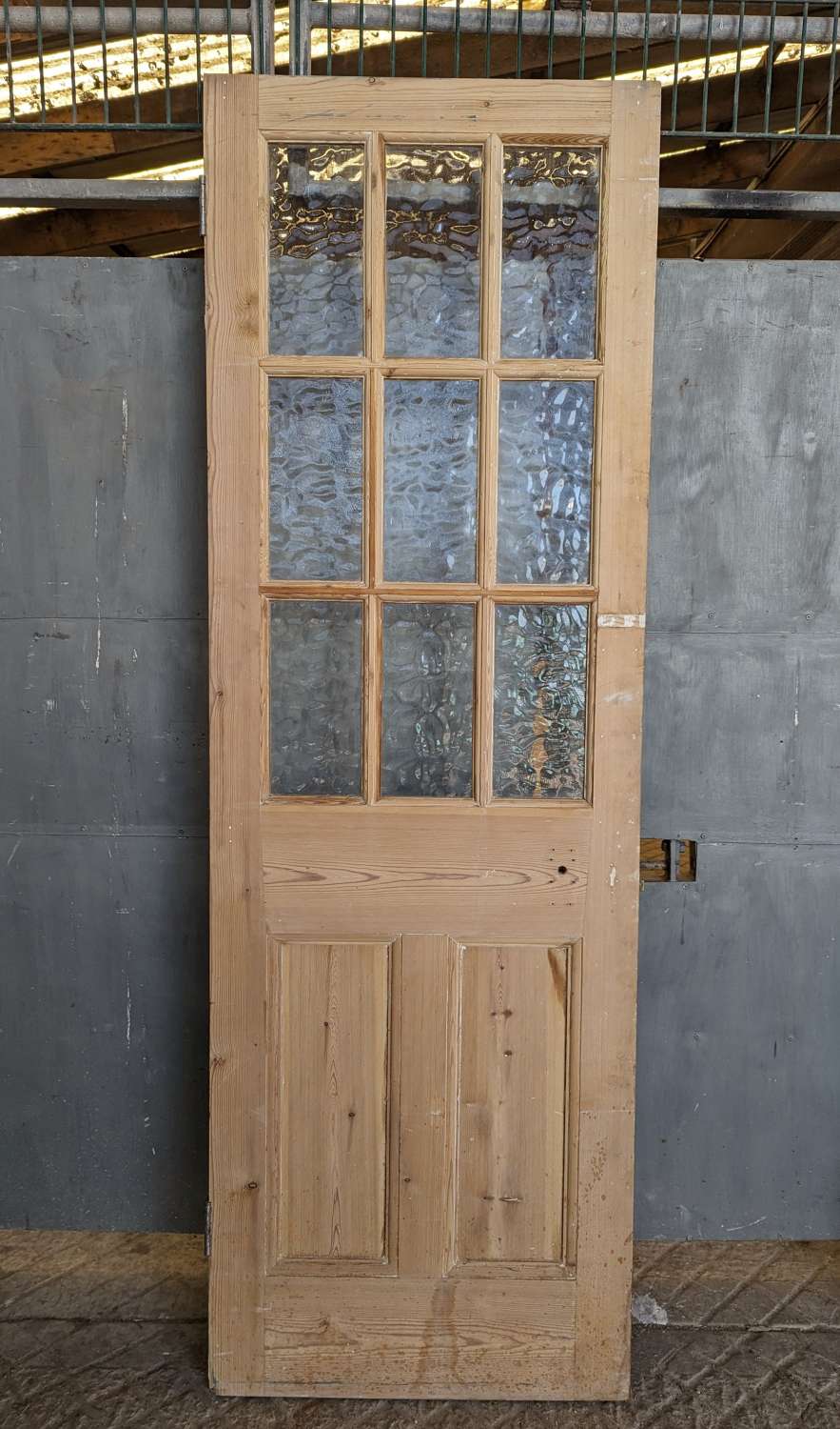 DI0879 AN ANTIQUE RECLAIMED SLIM PINE INTERNAL GLAZED DOOR