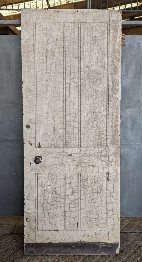 DB0758 A RECLAIMED PAINTED PINE "LONDON" FLUSH PANEL DOOR