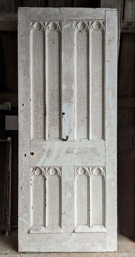 DB0763 A FINE QUALITY RECLAIMED HAND CARVED GOTHIC PINE DOOR