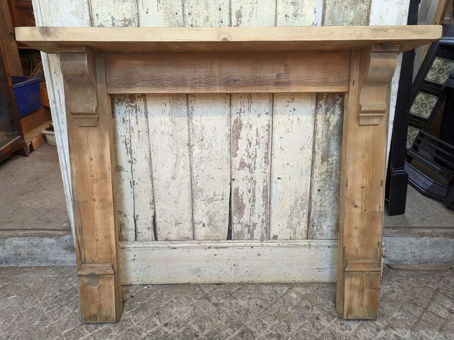 FS0300 A LARGE RECLAIMED PINE FARMHOUSE STYLE FIRE SURROUND