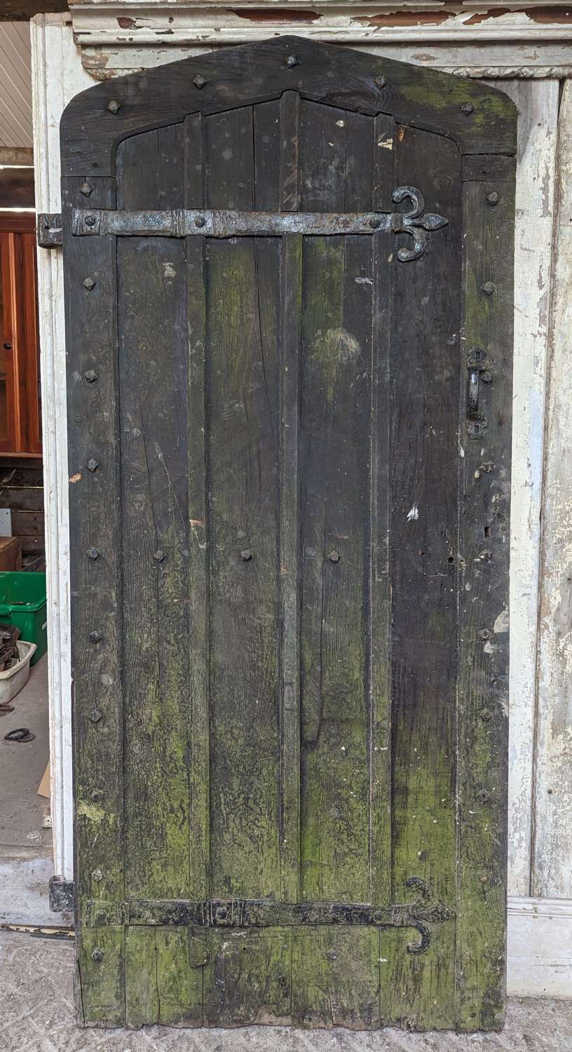 DE1007 RECLAIMED VICTORIAN OAK DOOR NOW FOR USE AS A GARDEN GATE
