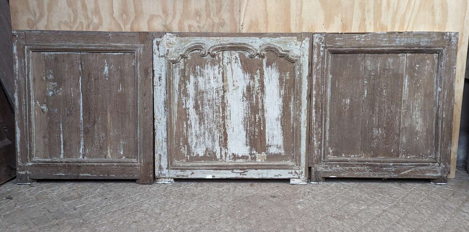 M1941 THREE SMALL PRETTY RECLAIMED FRENCH OAK SECTIONS OF PANELLING