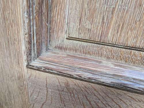 DP0498 PAIR OF RECLAIMED SOLID OAK 1 OVER 2 PANEL DOORS C.1910