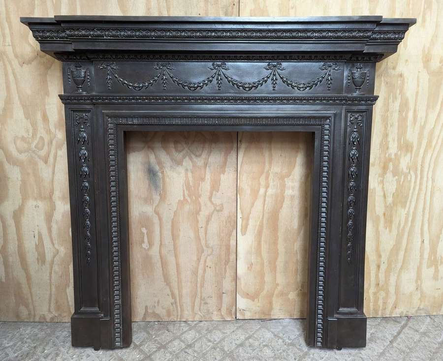 FS0311 A VERY LARGE RECLAIMED VICTORIAN CAST IRON FIRE SURROUND