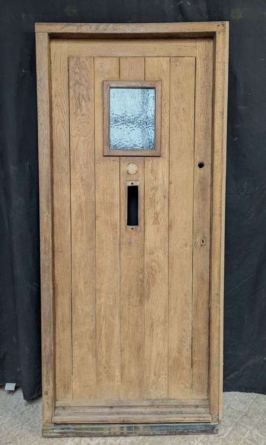 DE1010 A RECLAIMED OAK GLAZED FRONT / EXTERNAL DOOR AND FRAME