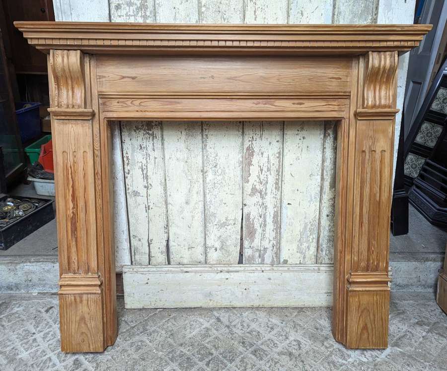 FS0321 A LARGE RECLAIMED STRIPPED PINE FIRE SURROUND