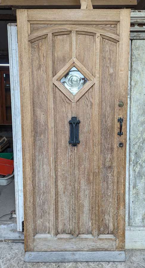 DE1012 RECLAIMED OAK COTTAGE STYLE EXTERNAL DOOR WITH GLAZED PANEL