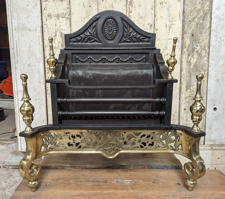 FB0142 RECLAIMED REPRODUCTION CAST IRON AND BRASS FIRE REGISTER