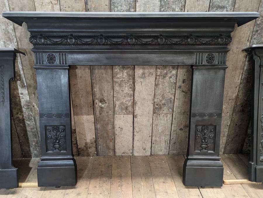 FS0325 A VERY LARGE ORNATE RECLAIMED VICTORIAN CAST IRON FIRE SURROUND