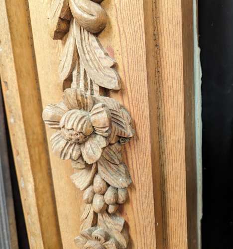 FS0329 RECLAIMED REPRODUCTION LARGE CARVED PINE FIRE SURROUD