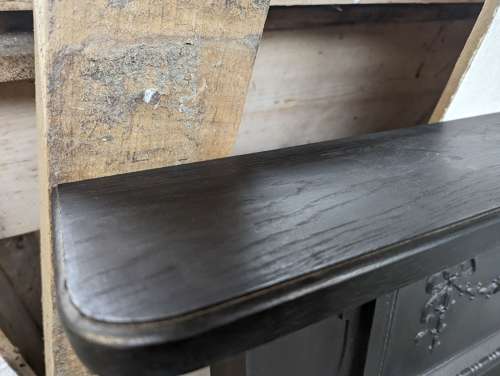 FS0331 LARGE RECLAIMED NEO-GEORGIAN CAST IRON FIRE SURROUND OAK MANTEL