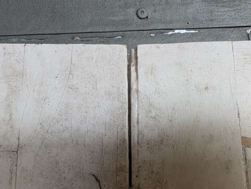 CS0159 A PAIR OF RECLAIMED VICTORIAN PAINTED PINE SHUTTERS