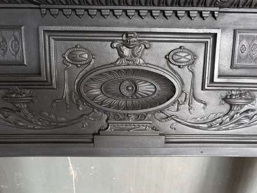 FS0355 AN ELEGANT ORNATE RECLAIMED VICTORIAN CAST IRON FIRE SURROUND