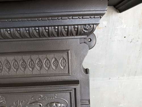 FS0355 AN ELEGANT ORNATE RECLAIMED VICTORIAN CAST IRON FIRE SURROUND