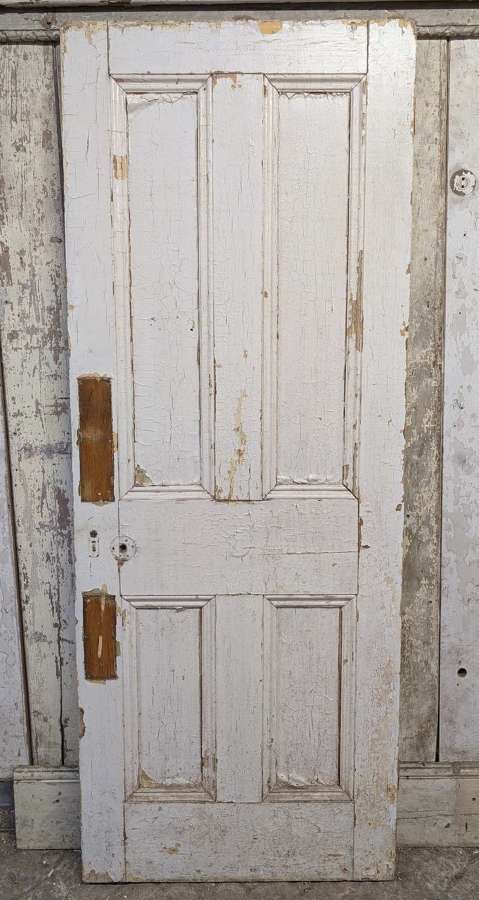 DI0959 A RECLAIMED 4 PANEL PAINTED PINE INTERNAL DOOR