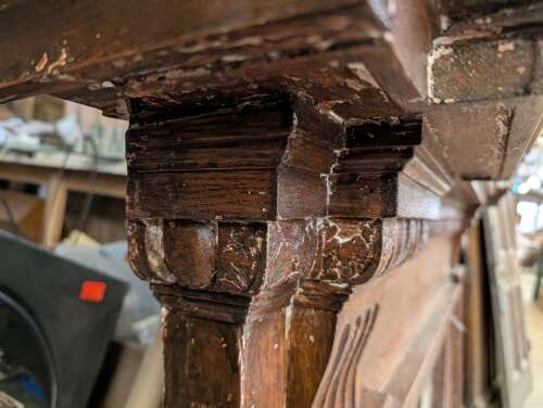 FS0376 VERY LARGE RECLAIMED CARVED EGG & DART OAK FIRE SURROUND