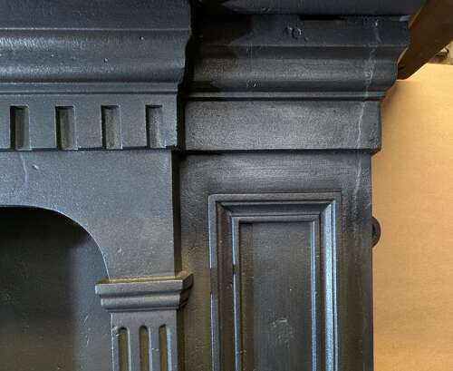FS0379 A VERY LARGE HANDSOME RECLAIMED CAST IRON FIRE SURROUND C.1900