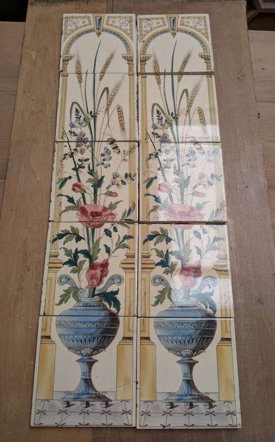 M2066 SET OF 10 MODERN DECORATIVE RECLAIMED FIRE TILES PERIOD DESIGN