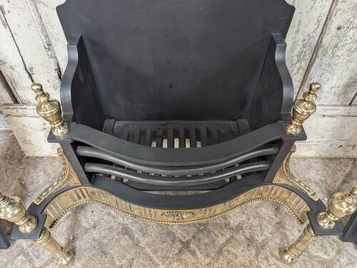 FB0179 A RECLAIMED REPRODUCTION CAST IRON AND BRASS FIRE GRATE/ BASKET