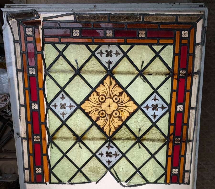 M2149 A HAND PAINTED STAINED GLASS PANEL FOR RESTORATION