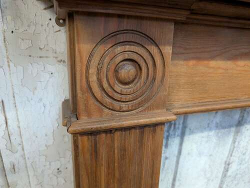 FS0449 A LARGE RECLAIMED REPRODUCTION CARVED PINE FIRE SURROUND