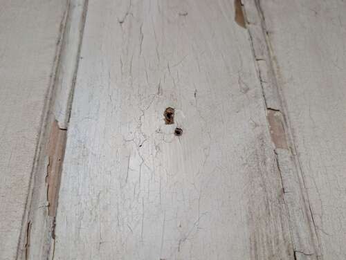 DI1058 A RECLAIMED PAINTED PINE FOUR PANEL INTERNAL DOOR