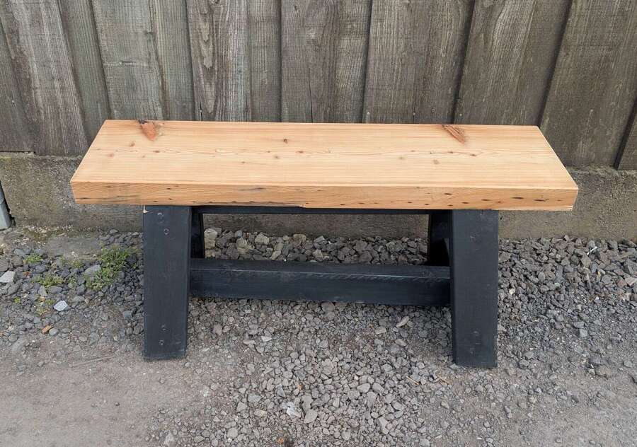 M2283 RUSTIC PINE SCANDI / MILKING STOOL / SMALL BENCH RECLAIMED TIMBER