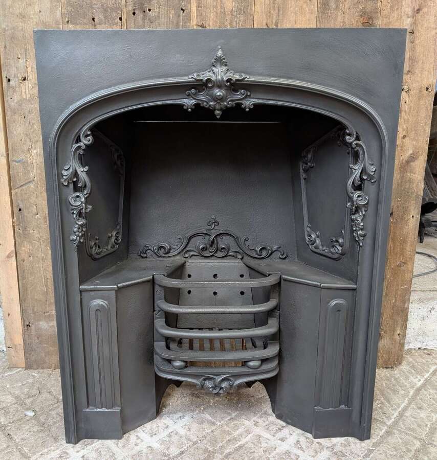 FI0134 ORNATE RECLAIMED EARLY VICTORIAN CAST IRON HOB GRATE FIRE INSERT
