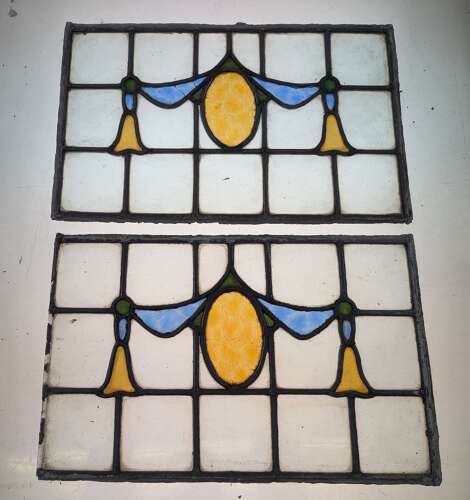 M2311 A SET OF FOUR RECLAIMED STAINED GLASS PANELS C.1920s