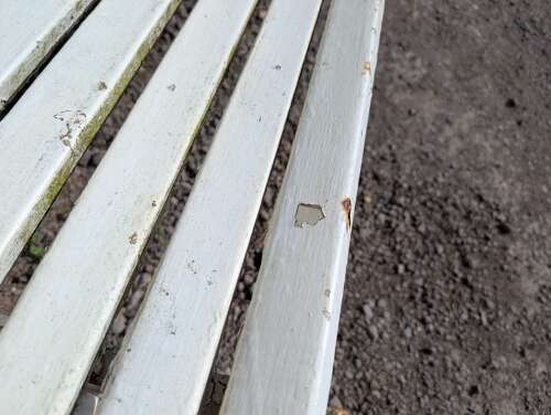 M2318 A RECLAIMED LIGHTWEIGHT METAL FOLDING GARDEN BENCH