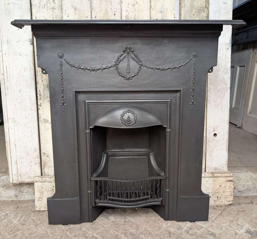 FC0272 A RECLAIMED DECORATIVE CAST IRON COMBINATION FIRE EARLY 20TH CENTURY
