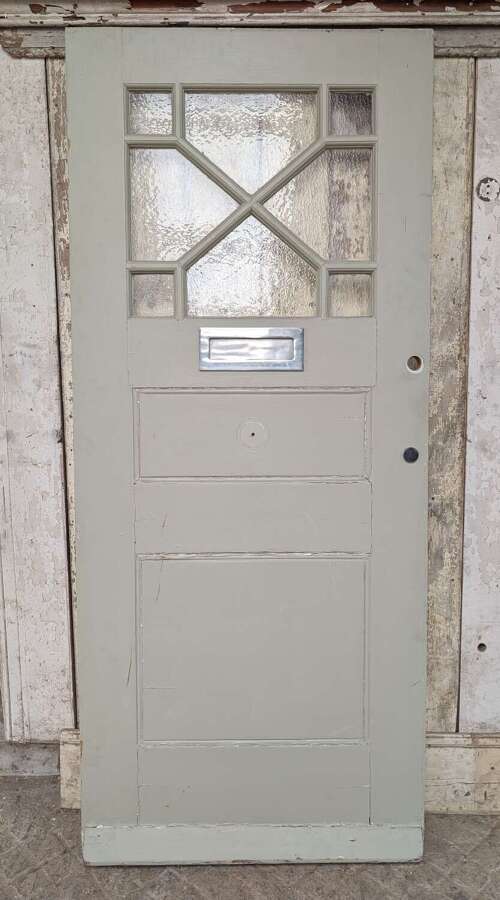 DE1059 A RECLAIMED PAINTED PINE ARTS & CRAFTS FRONT DOOR