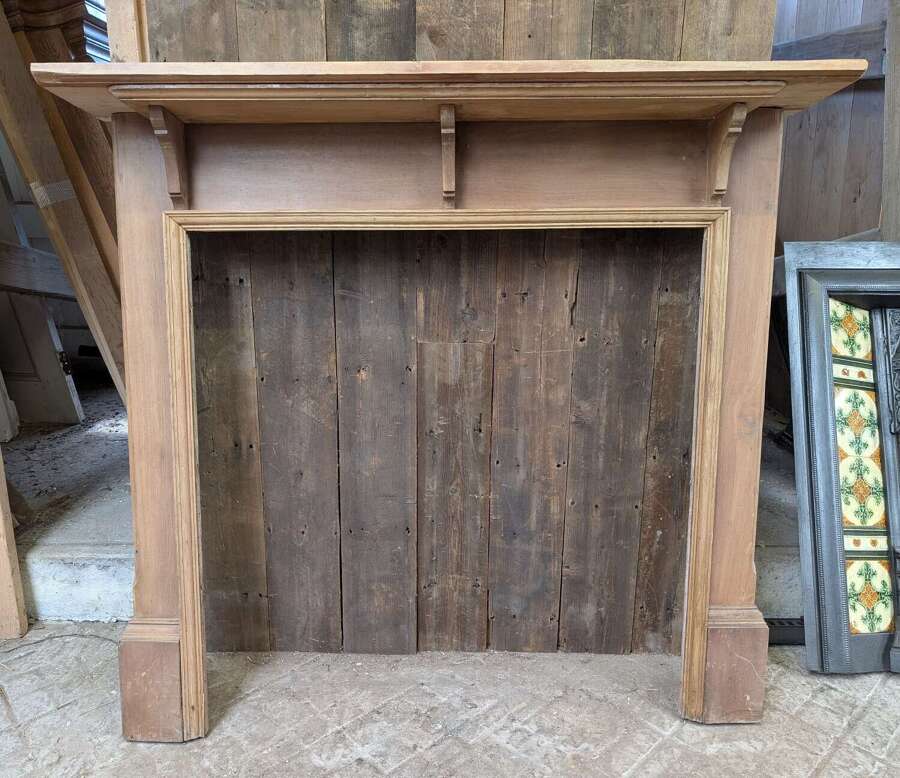 FS0475 A LARGE RECLAIMED SATINWOOD FIRE SURROUND