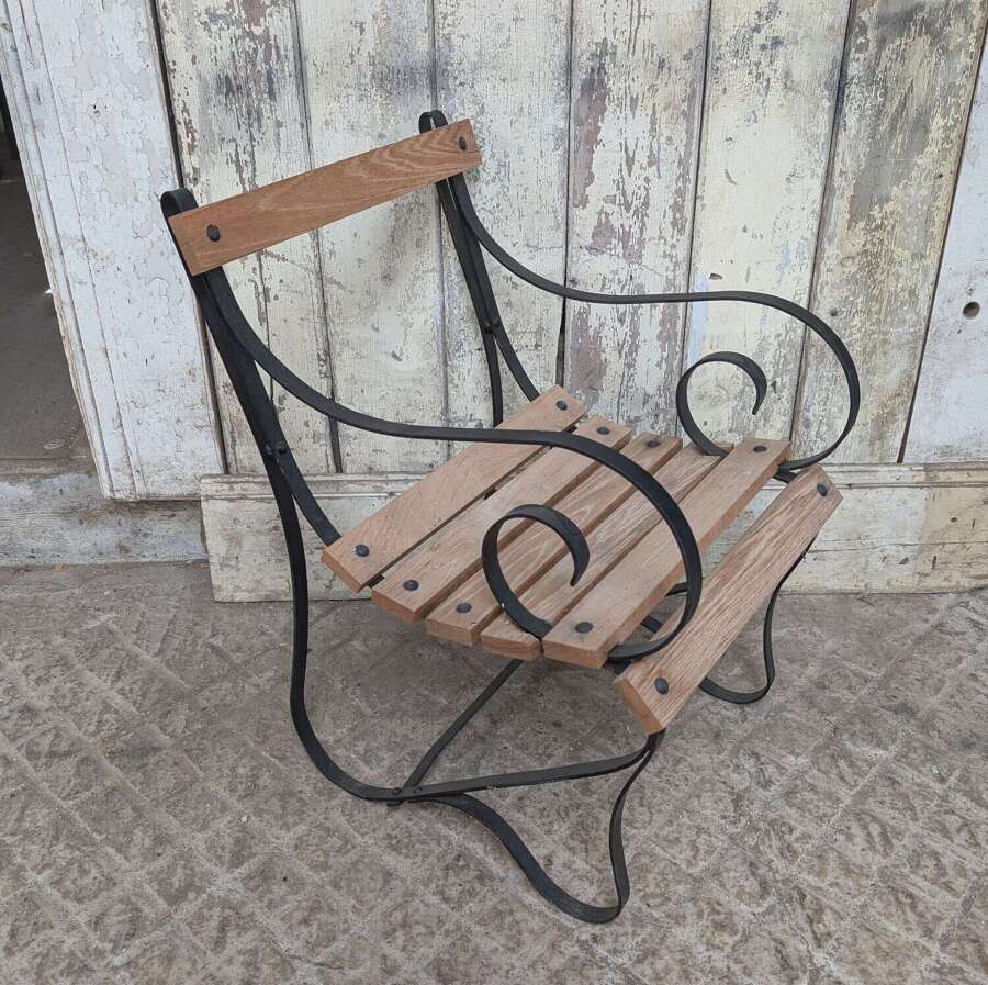 M2361 A RECLAIMED OAK AND IRON GARDEN CHAIR