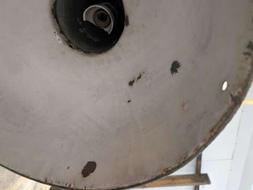 M2371 A RECLAIMED METAL INDUSTRIAL ENAMELLED HANGING PENDANT LIGHT / LAMP
