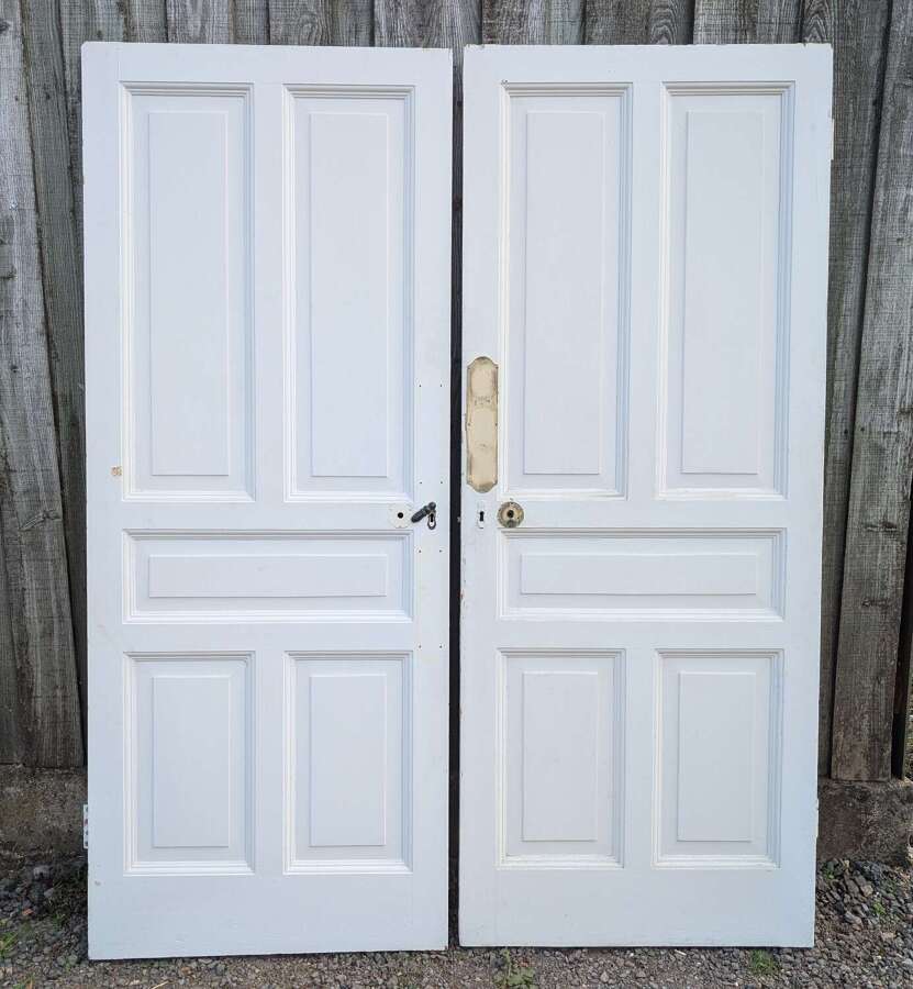 DP0583 TWO MATCHING 5 PANEL PAINTED PINE DOORS COULD BE USED TO MAKE PAIR